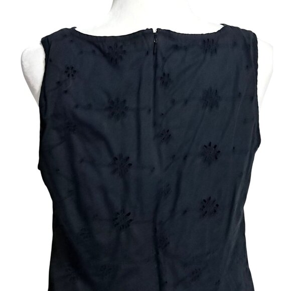 Y2K Old Navy Dress Womens Black Sleeveless Embroidered Eyelet Cotton Midi Size 1 - Picture 9 of 11